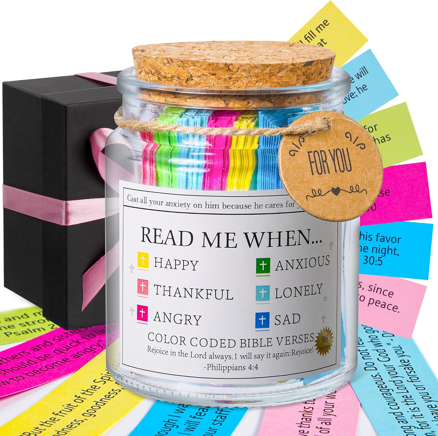 Bible Verse Jar, Read Me When Bible Verses Jar for Emotions and Feelings, Christ...