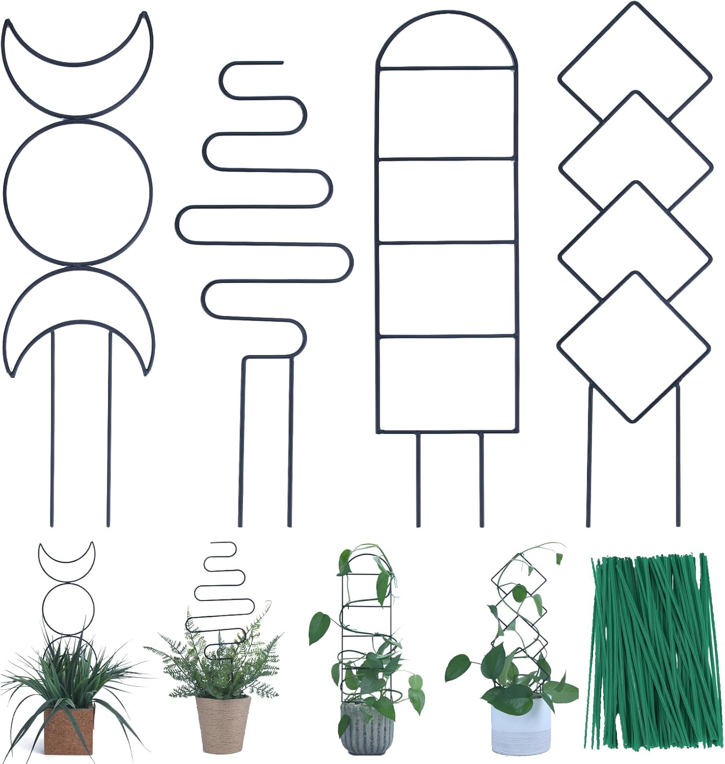 Indoor Plant Trellis for Climbing Plants, 16inch Small Garden Metal Trellis for...