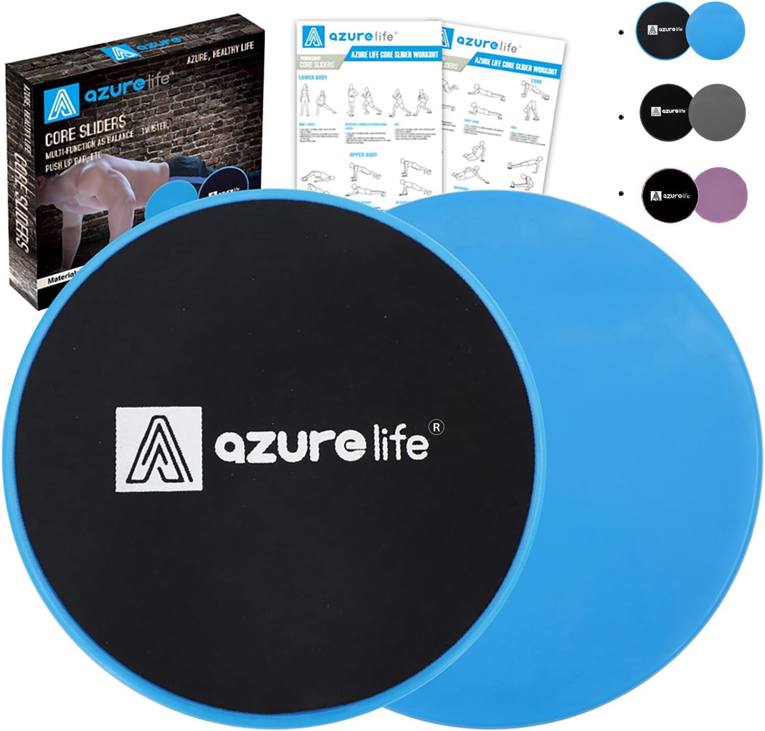 Exercise Core Sliders, Dual Sided Exercise Gliding Discs Use on Carpet or Hardwo...