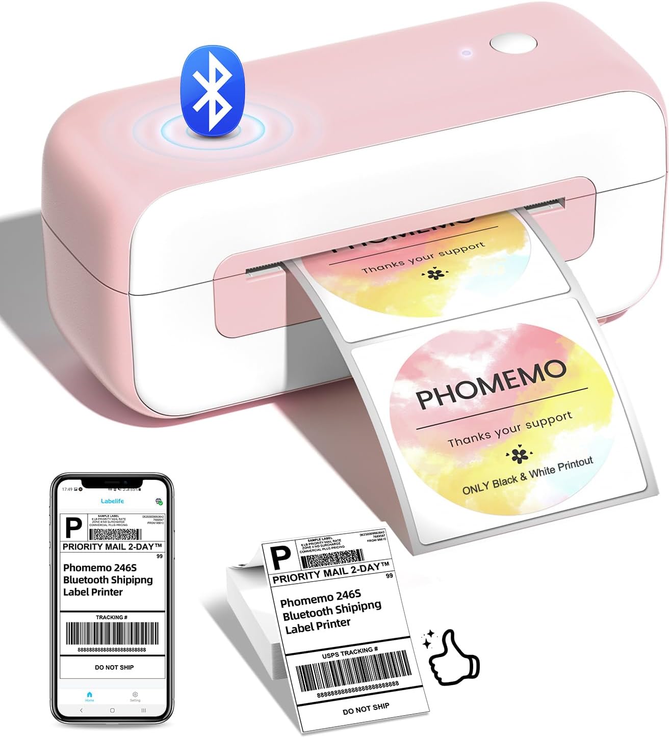 Phomemo Bluetooth Thermal Shipping Label Printer, 2025 Upgrade 4x6 Desktop Therm...