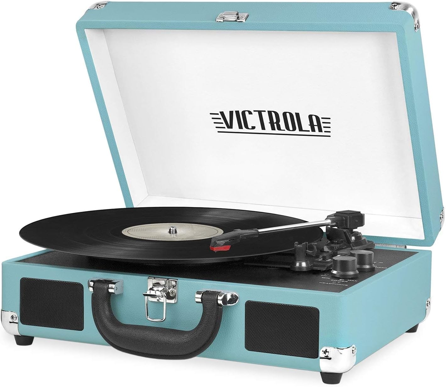 Victrola Vintage 3-Speed Bluetooth Portable Suitcase Record Player with Built-in...