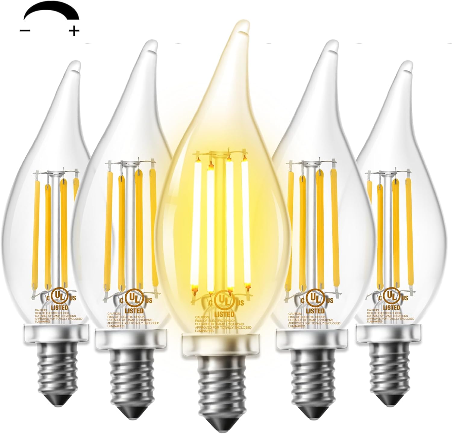 DAYBETTER Dimmable Candelabra LED Light Bulbs, Chandelier Light Bulbs, 60 Watt E...