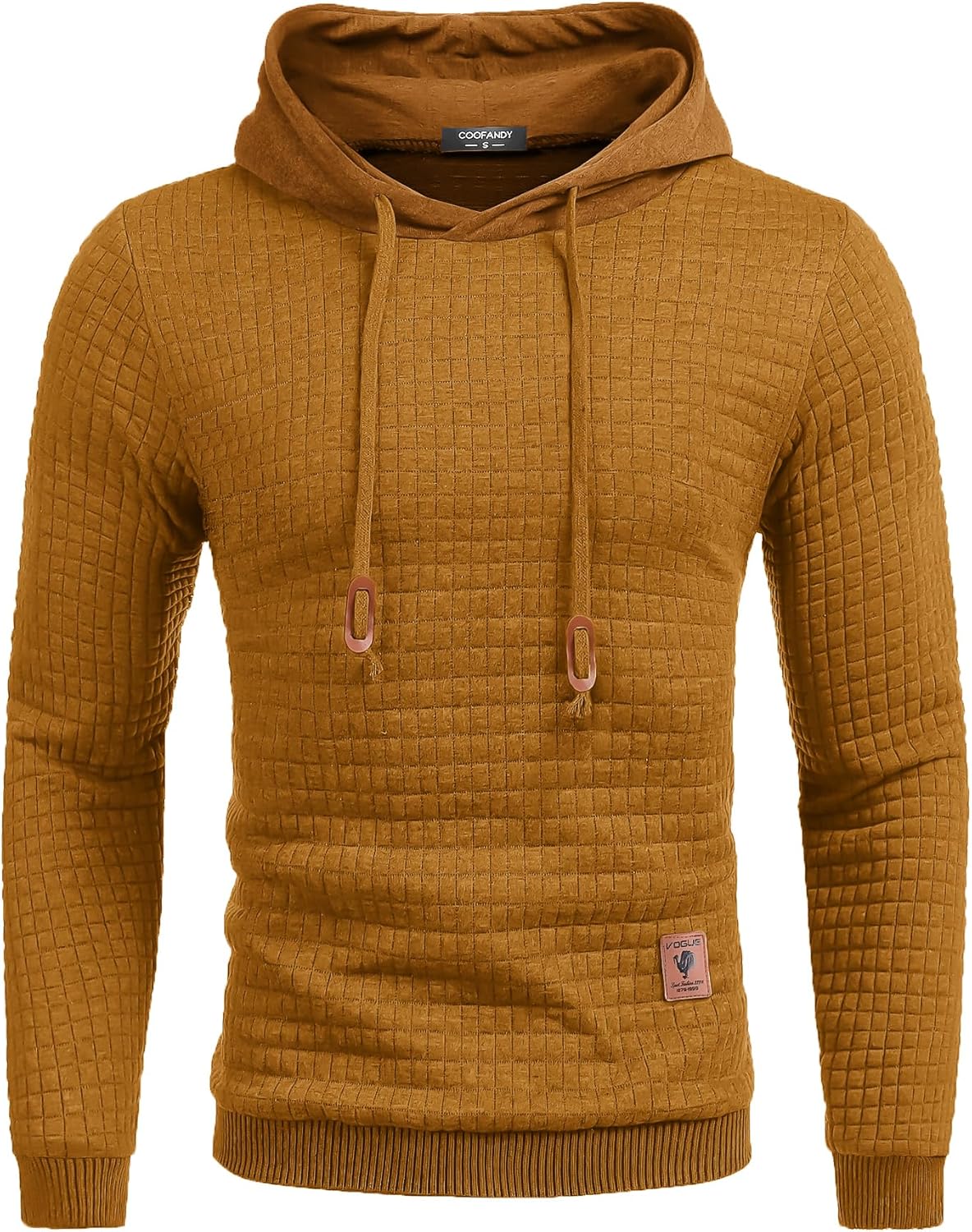 COOFANDY Mens Hooded Sweatshirt Casual Long Sleeve Drawstring Waffle Knit Pullov...