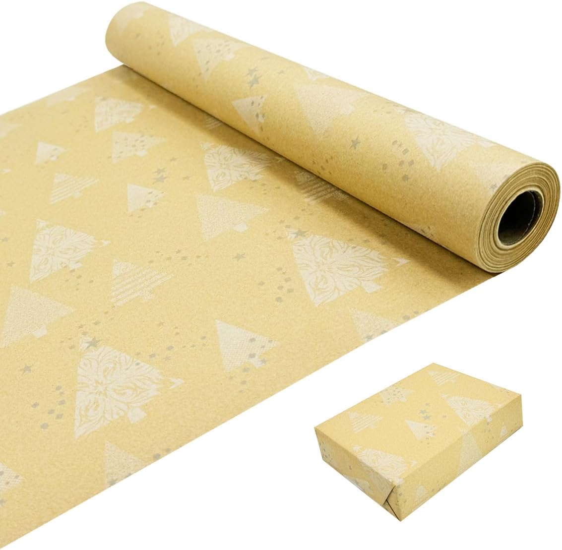 Roll Package Christmas Wrapping Paper, 43cm×20m Kraft Gift Wrapping Paper Printe...