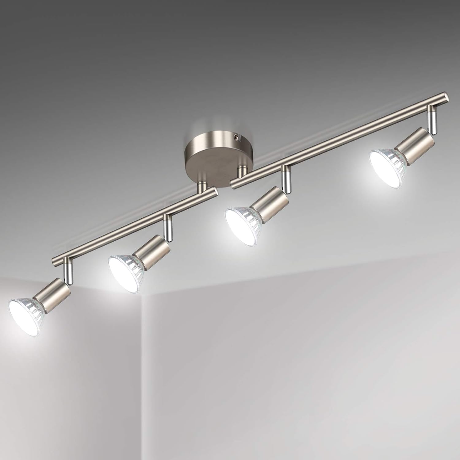 Unicozin LED Ceiling Light Rotatable, 4 Way LED Ceiling Spotlight, Matt Nickel &...