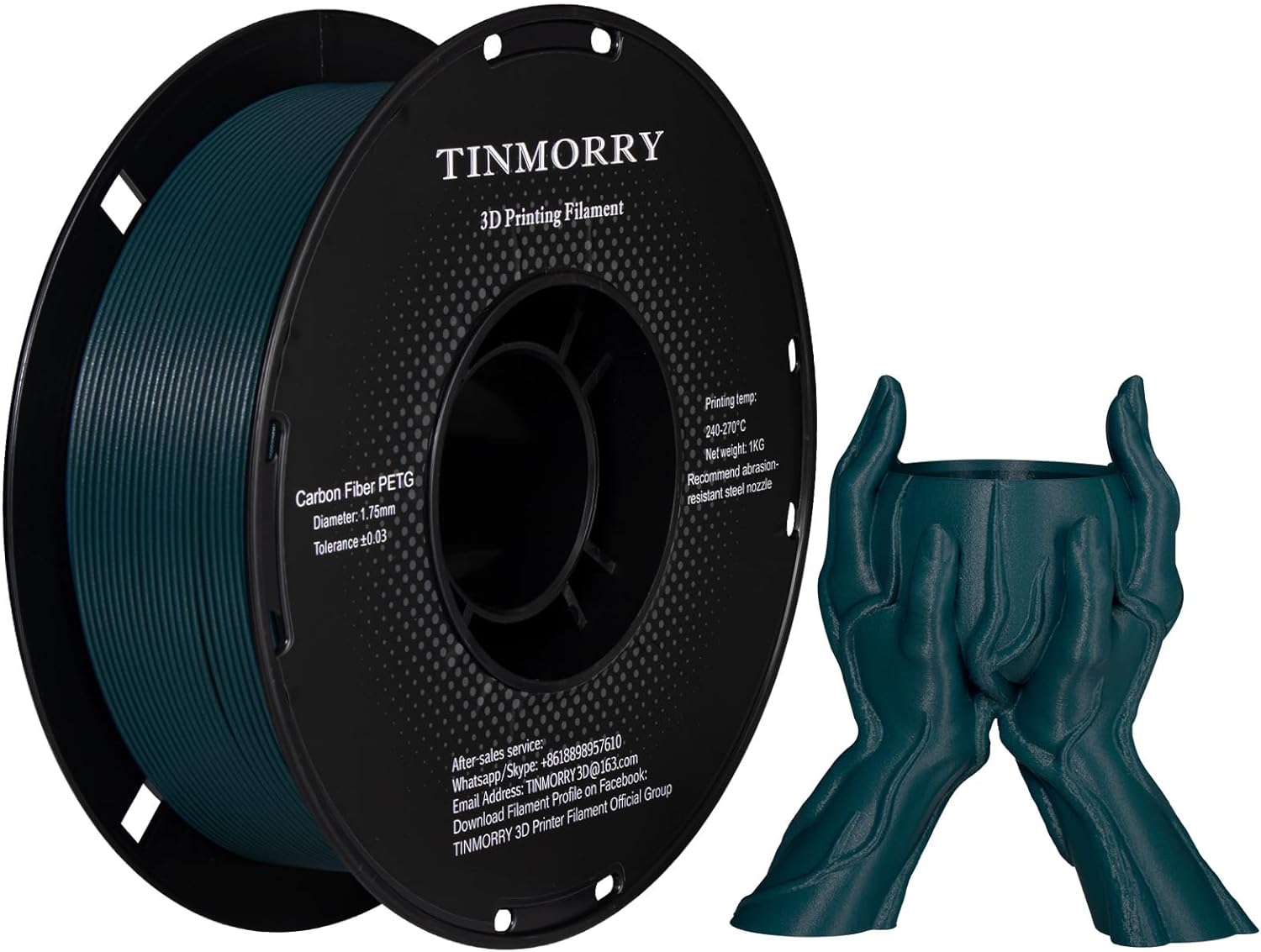 TINMORRY Carbon Fiber PETG Filament 1.75mm, PETG-CF 3D Printing Materials, Compa...