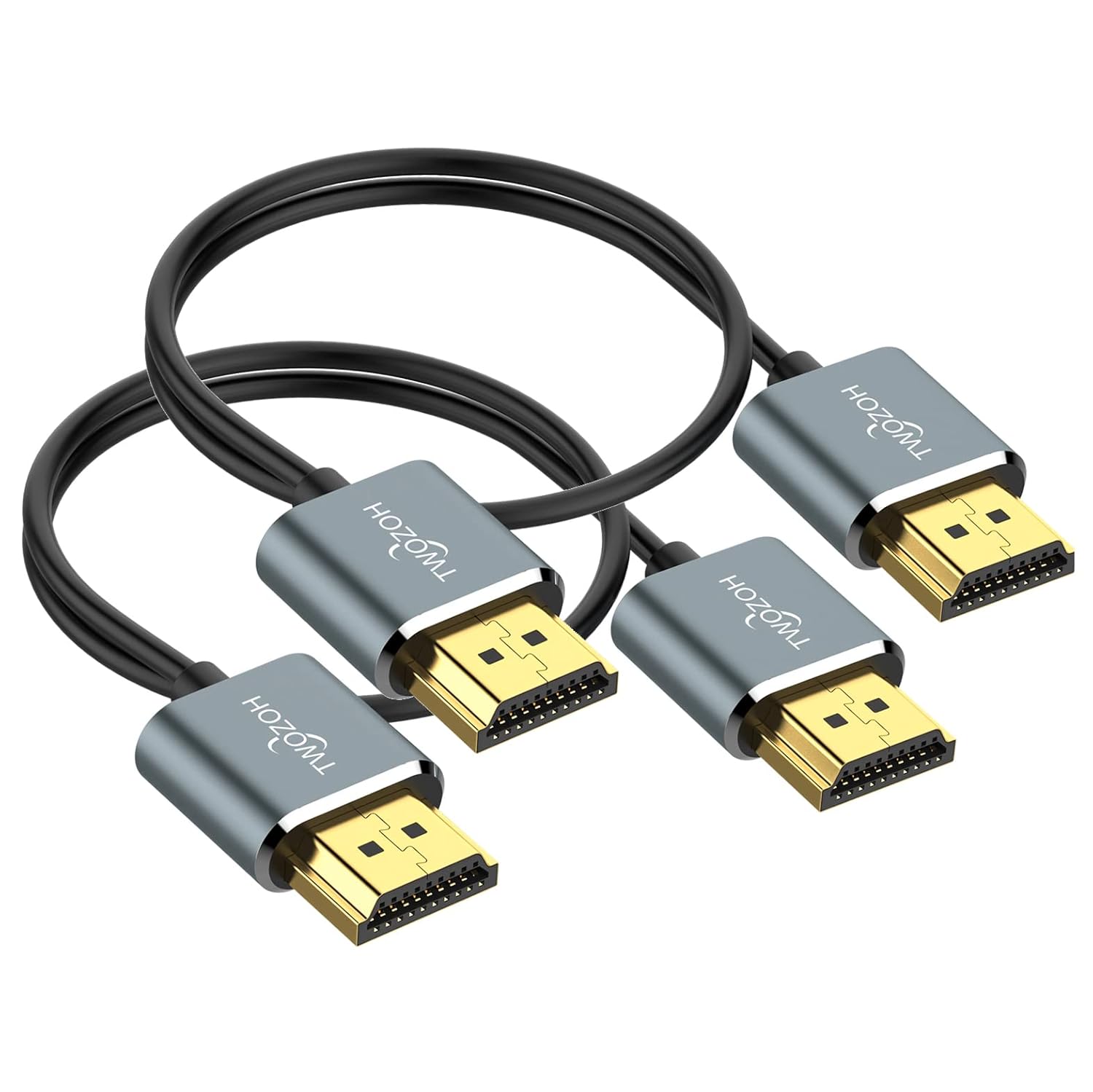 Twozoh Flexible & Slim HDMI Cable 0.5M 2 Pack, Ultra Thin HDMI Lead Supports Hig...