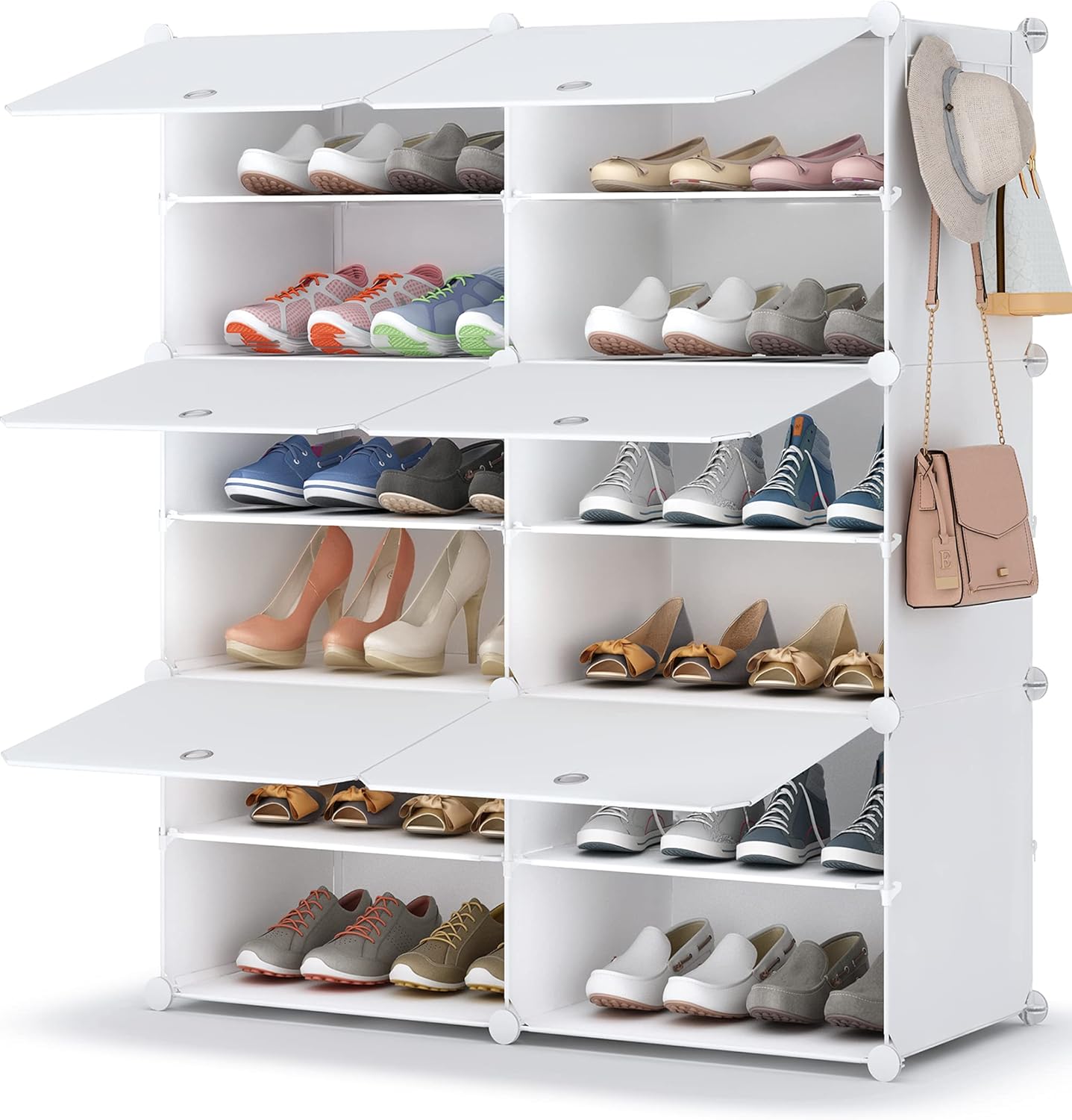 HOMIDEC Shoe Rack, 6 Tier Shoe Storage Cabinet 24 Pair Plastic Shoe Shelves Orga...