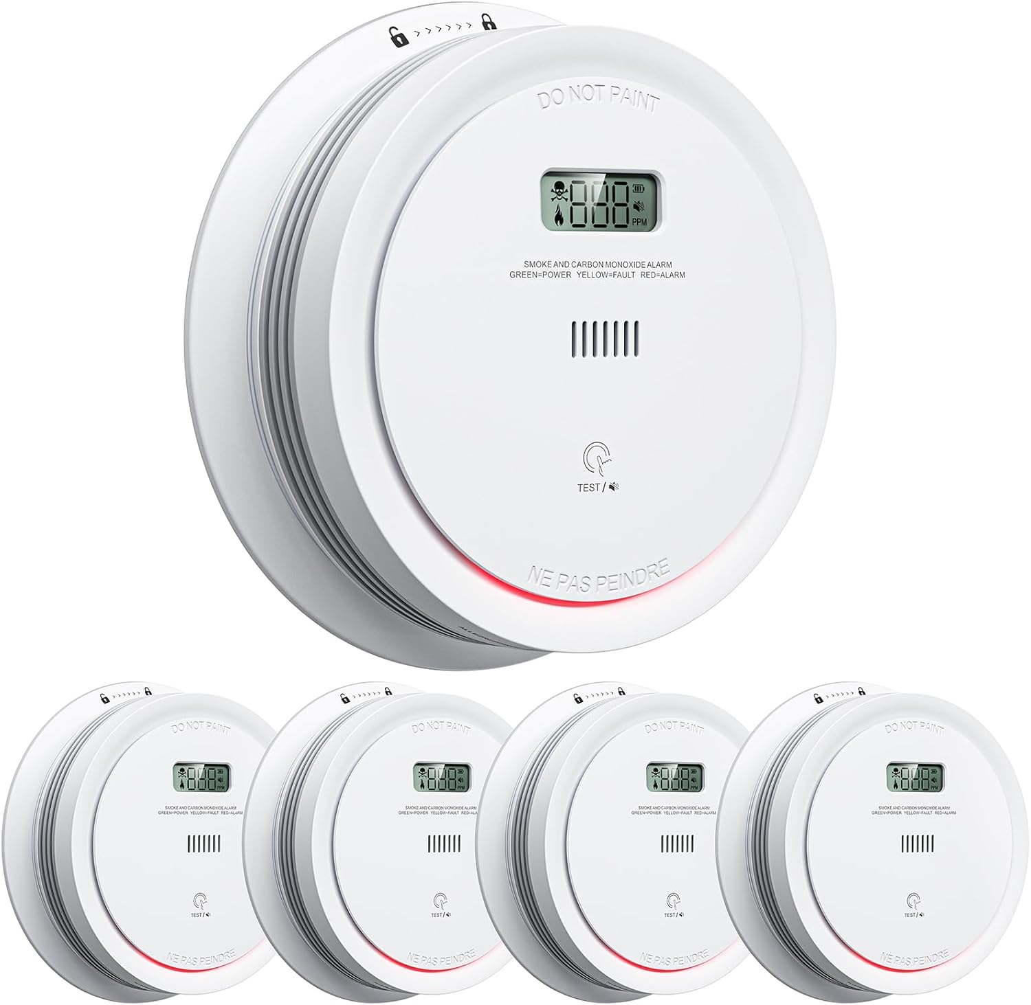 Smoke Detector Carbon Monoxide Detector Combo Battery Powered, 2 in 1 Fire & CO...