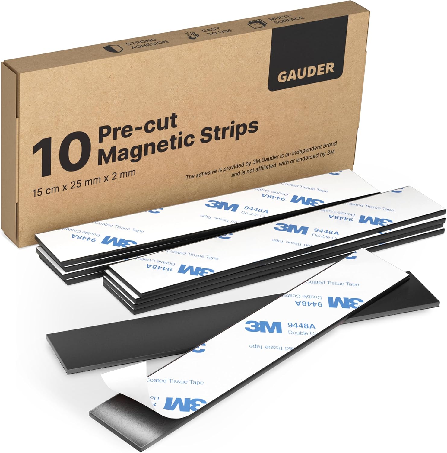 GAUDER Magnetic Strips (Pack of 10) | Adhesive Magnetic Strips | Magnetic Strips...