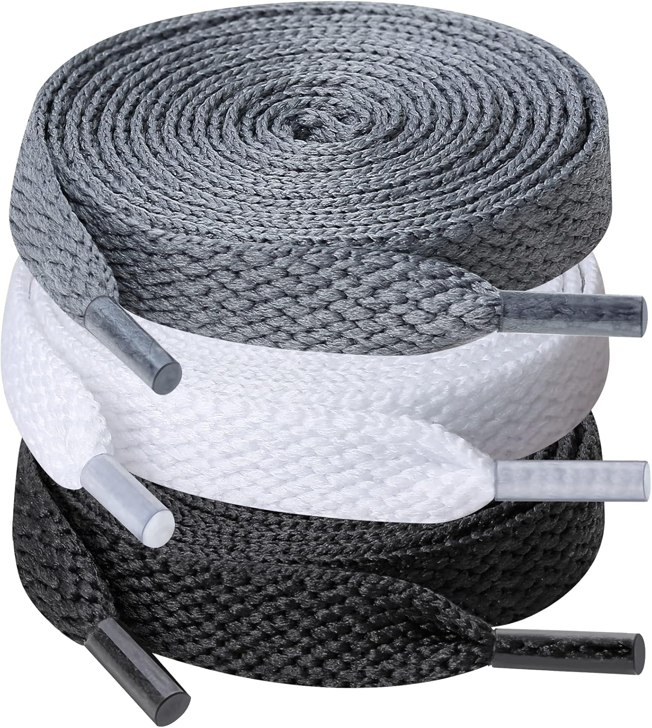 UpUGo Shoe laces, 3 Pair 8mm Wide Flat Shoelaces for Sneakers, Kids, Adults Athl...