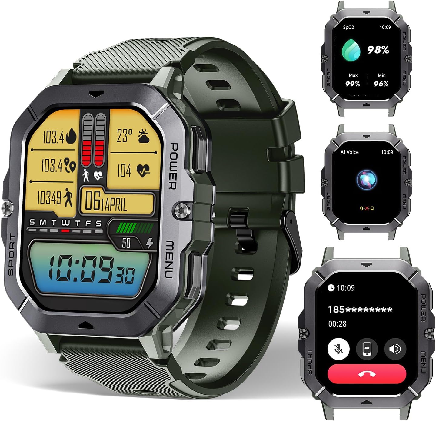 OUKITEL BT101 Military Smart Watch for Men, 2.02”AMOLED HD Screen, Outdoor Sport...