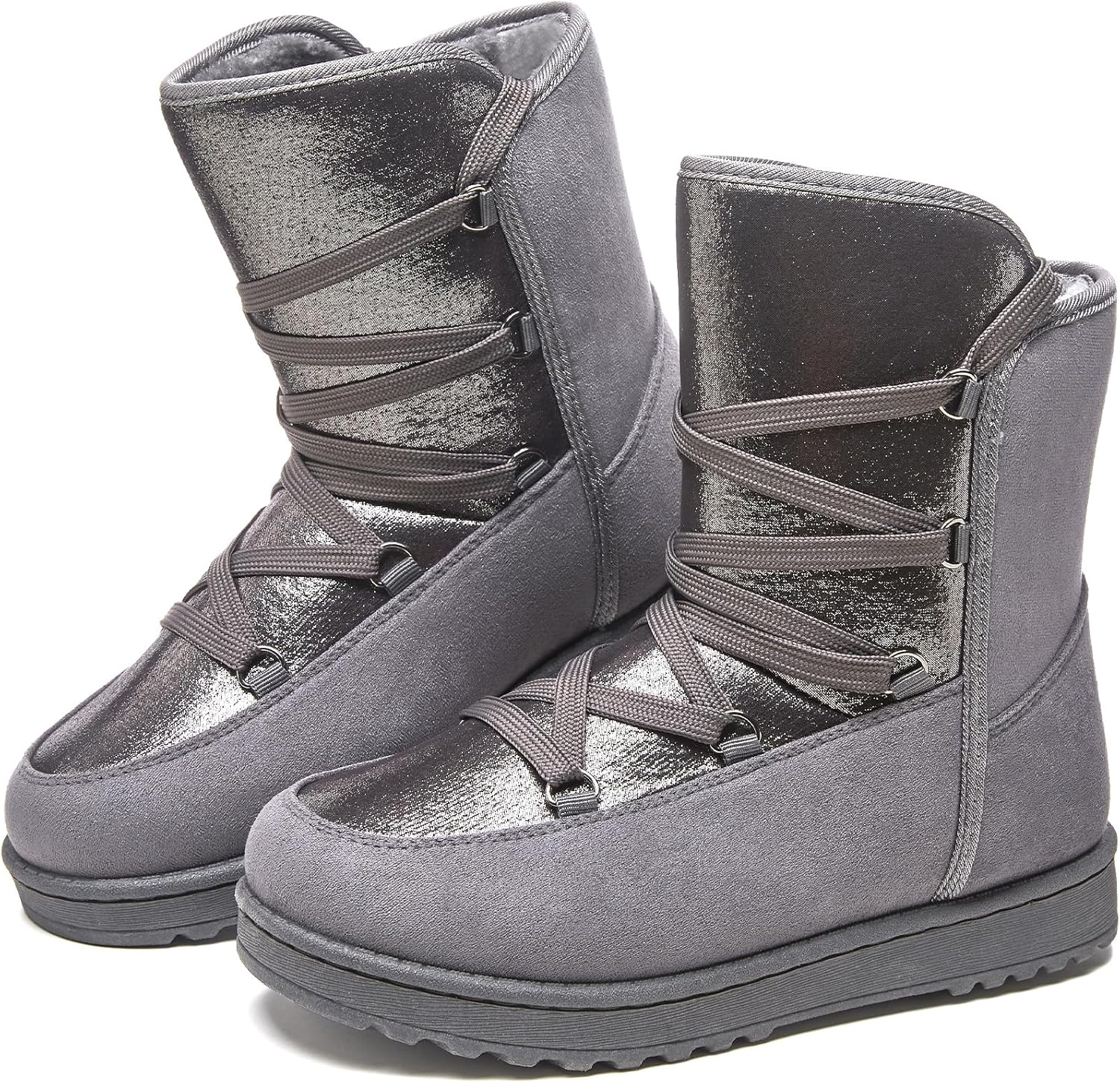 Witwatia Winter Snow Boots for Women Mid Calf Warm Fur Lined Boots Ladies Slip o...