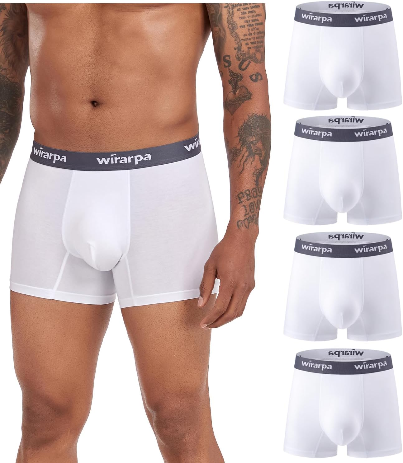 wirarpa Men's Underwear Micro Modal Trunks Soft Microfiber Boxer Briefs 4 Pack L...