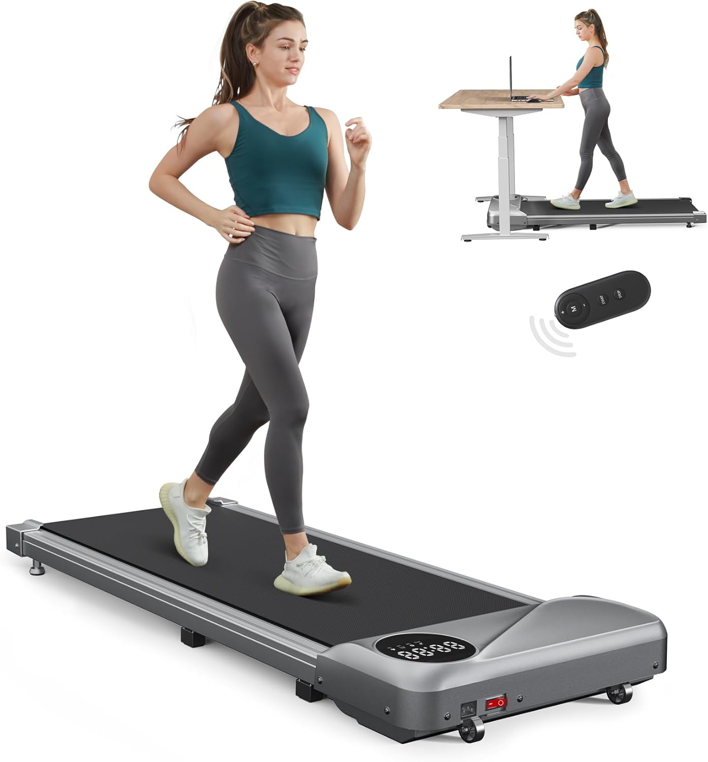 THERUN Walking Pad Treadmill, Under Desk Treadmill for Home Office, Portable Wal...