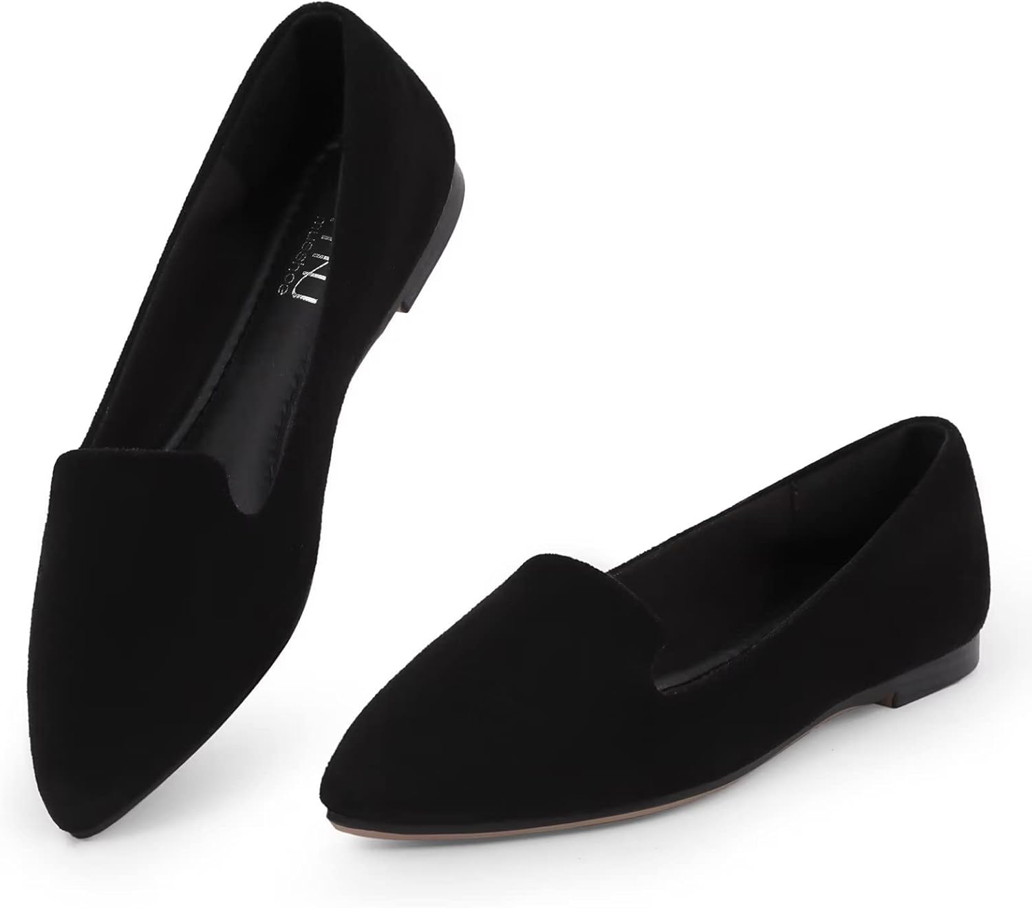 MUSSHOE Flat Shoes Women Comfortable Slip on Women's Flats 7.5 Black Suede