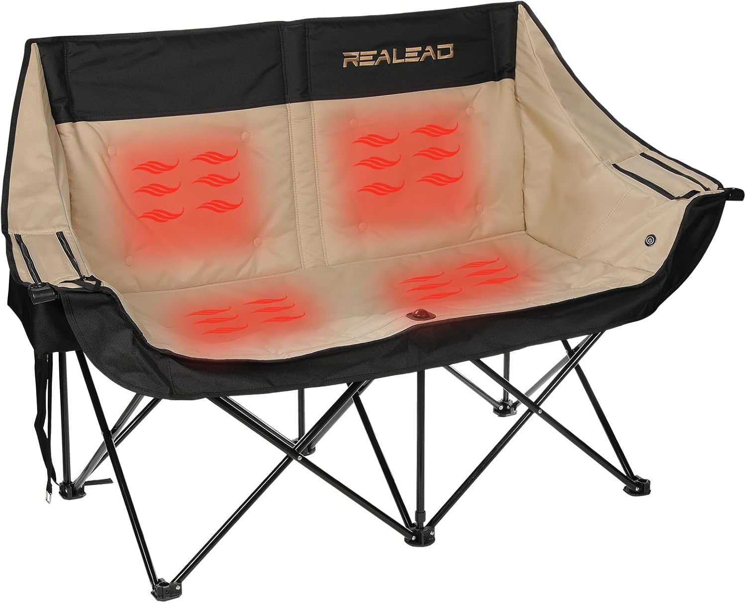 REALEAD Heated Double Camping Chair - Heated Folding Chairs for Outdoor Sports w...