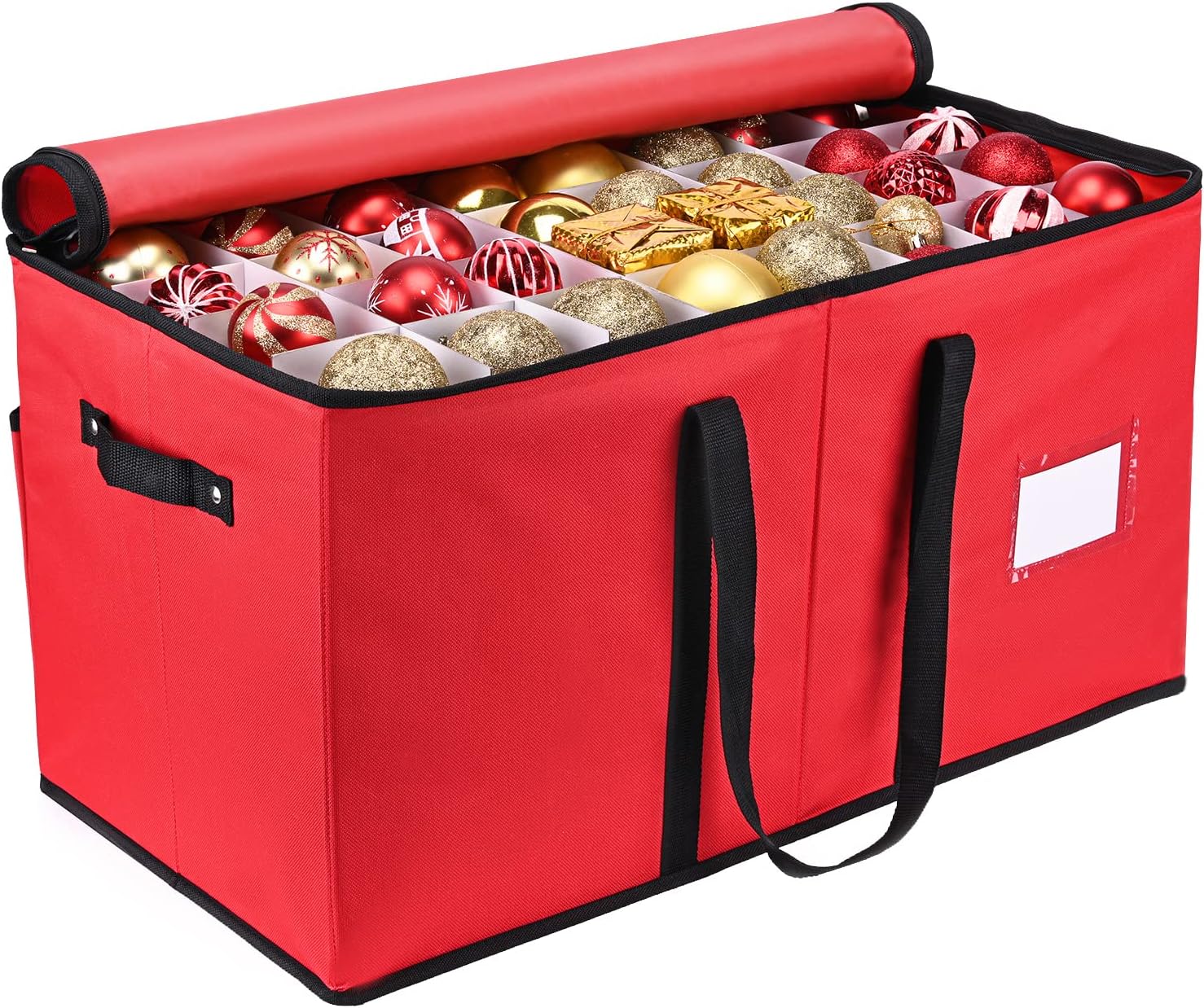 Mrrihand Christmas Ornament Storage Box, Xmas Decoration Organizer with Adjustab...