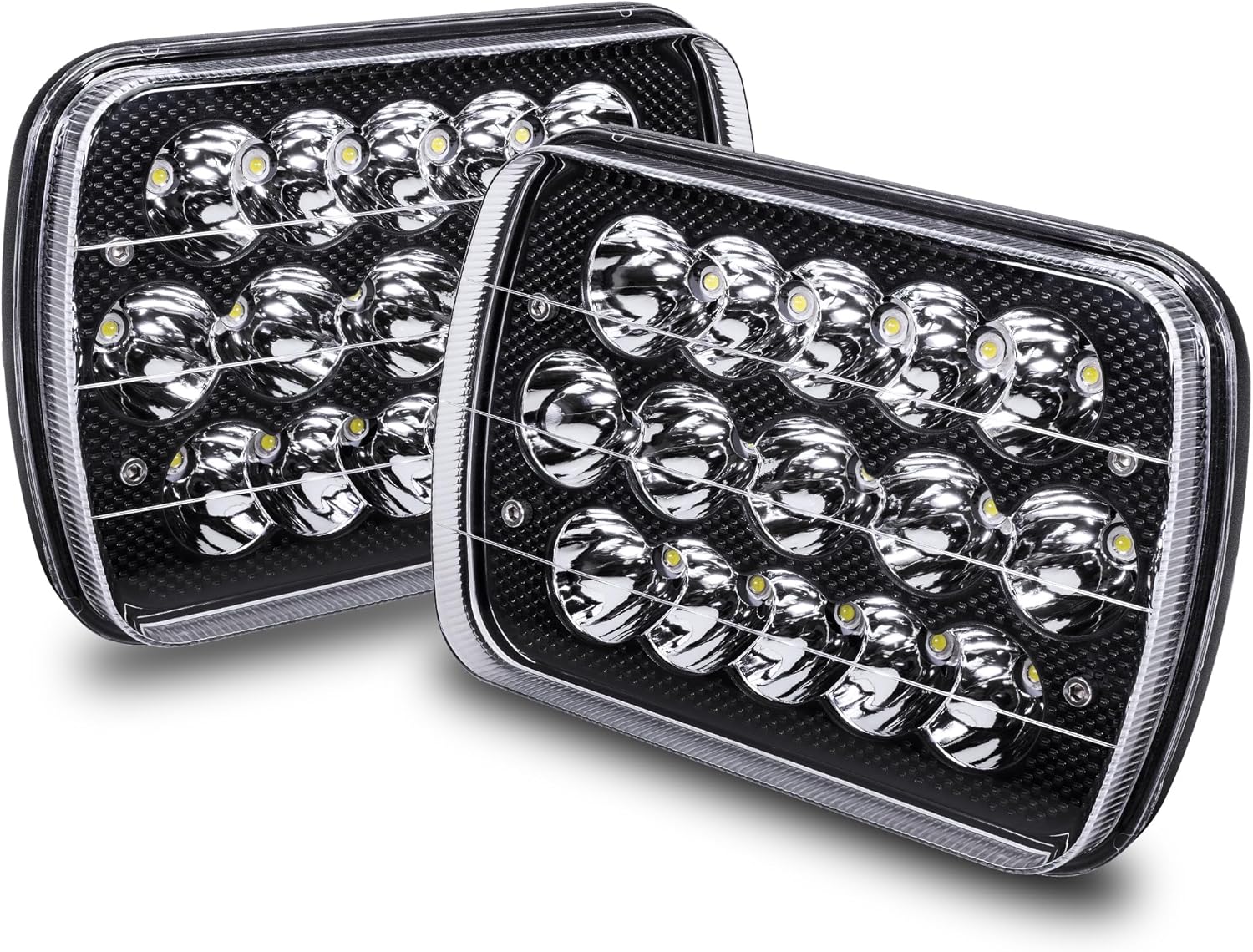 TRUE MODS 7x6 5x7 H6054 Black LED Headlights H4 Sealed Beam Replacement Lamp for...
