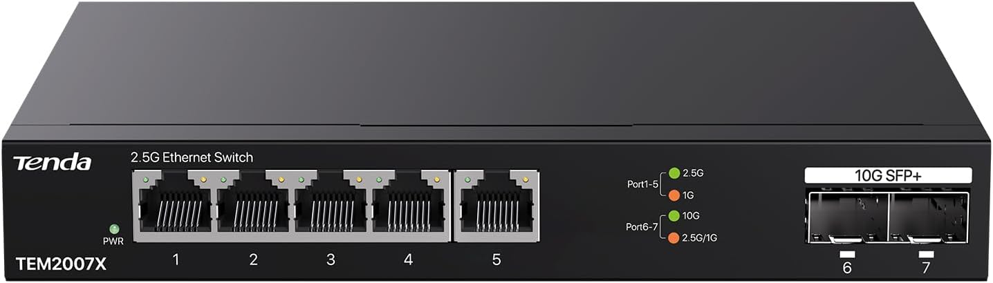 Tenda TEM2007X, 5 Port 2.5G Ethernet Switch, Unmanaged 2.5Gb Switch with 5 x 2.5...