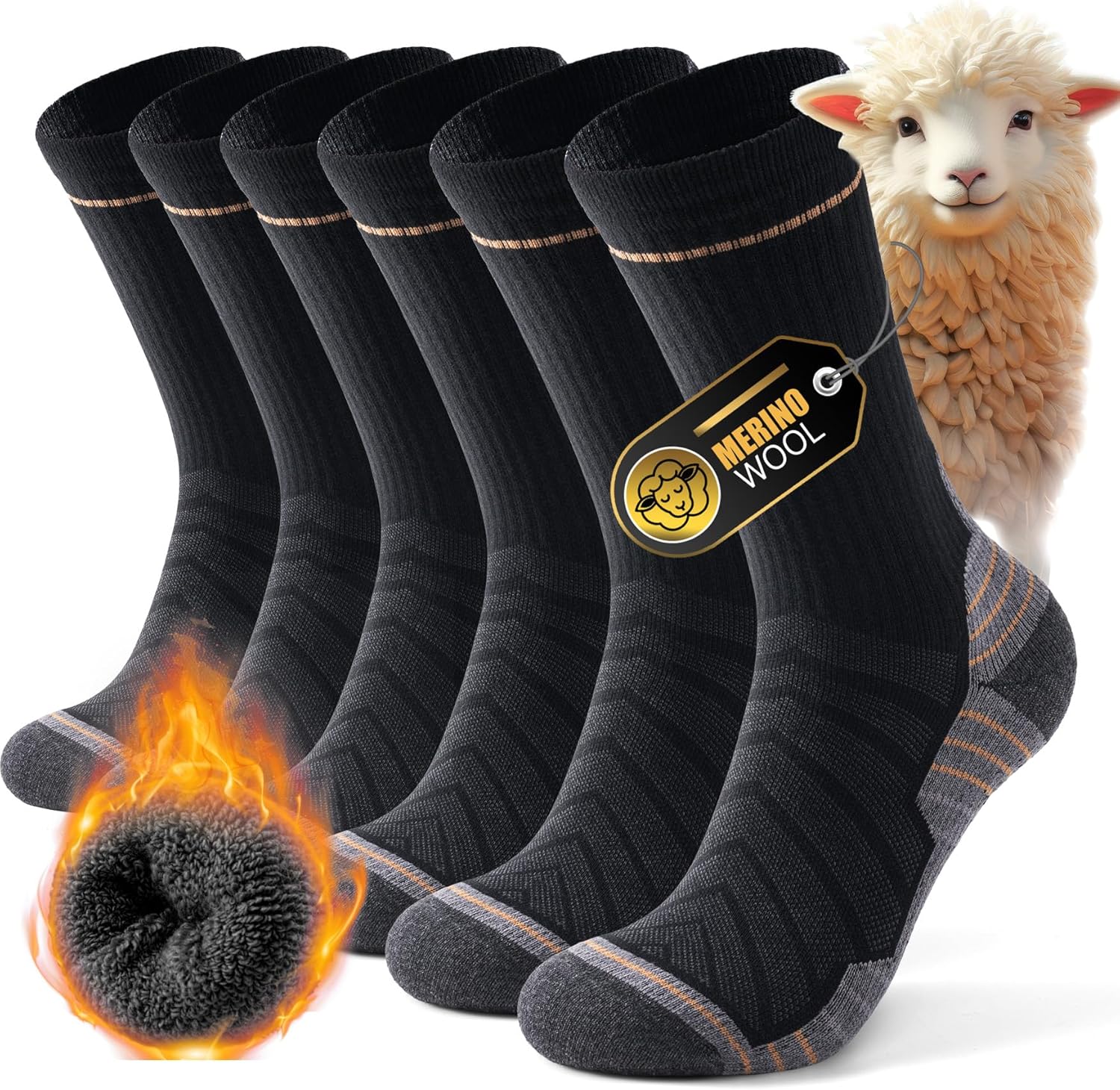 Alaplus Mens Thermal Socks Womens Merino Wool Socks Thick Warm Winter Socks Cush...