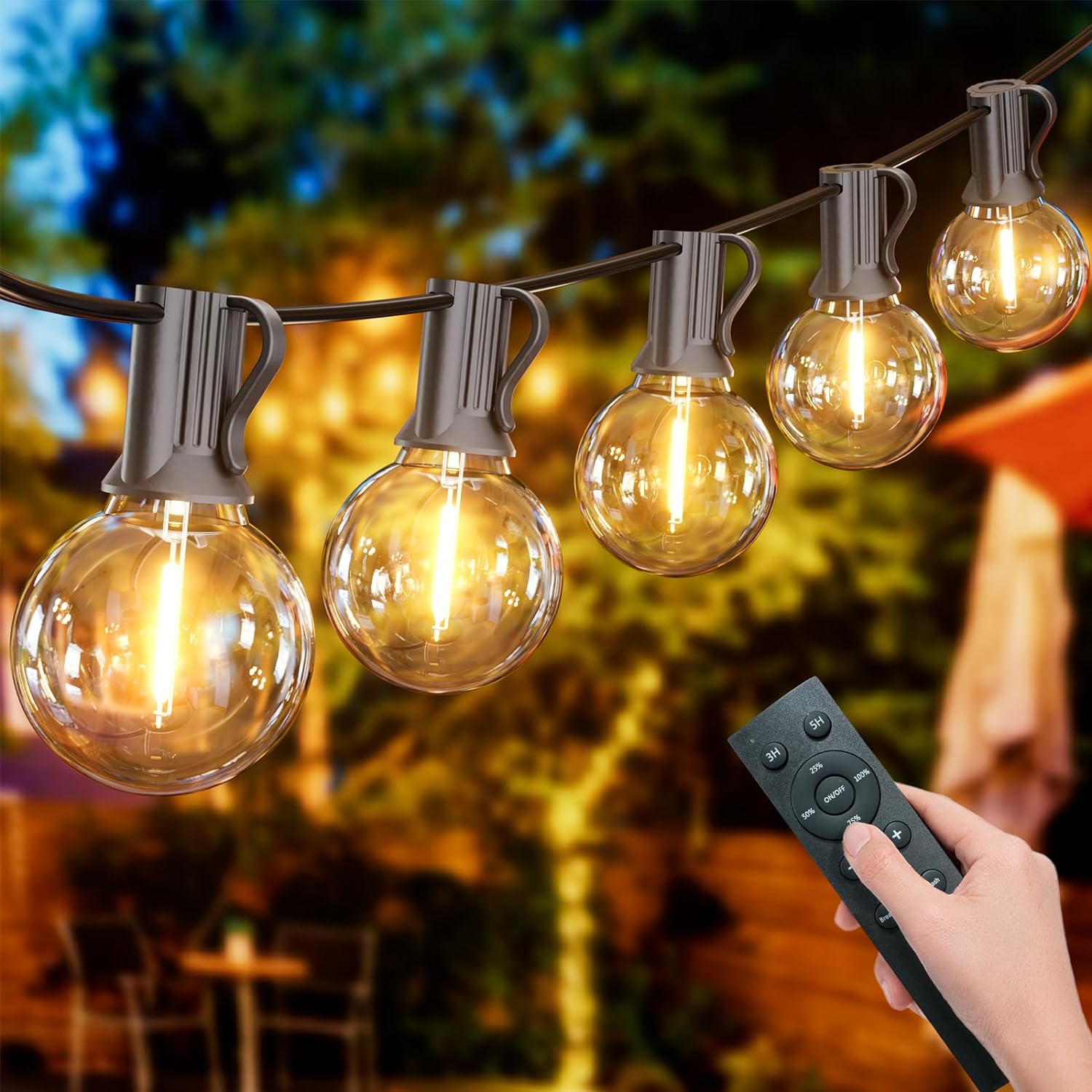 Yuusei String Lights Remote Controlled, 200FT/60M Festoon Lights Outdoor Waterpr...