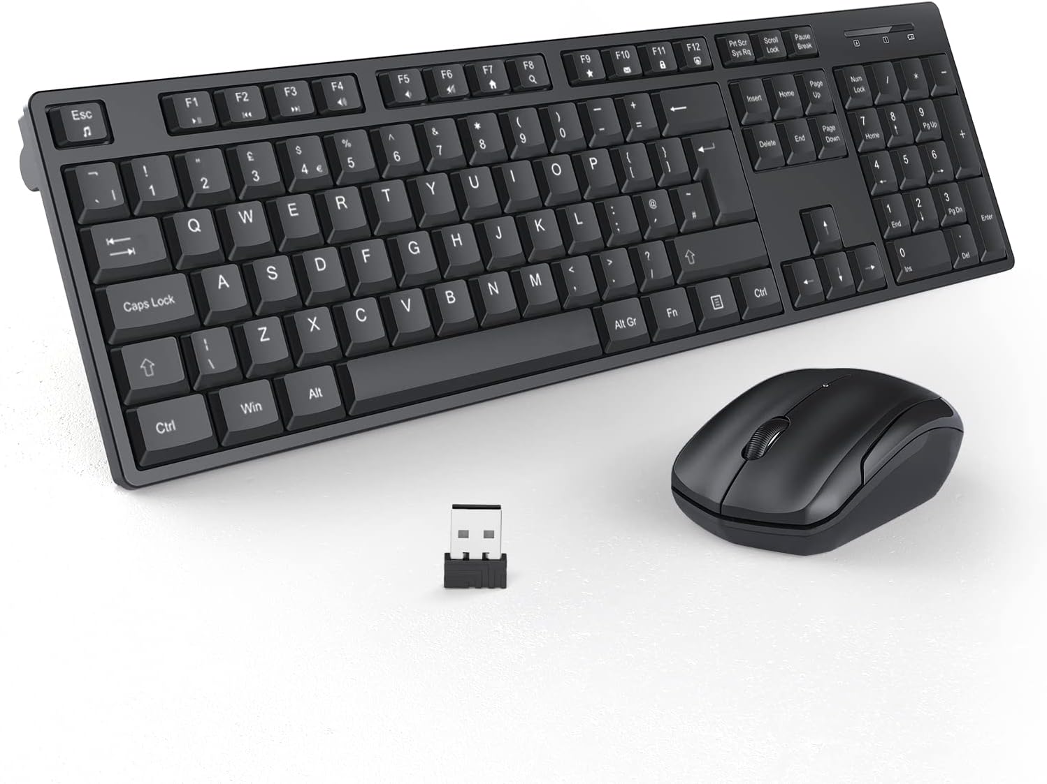 Wireless Keyboard and Mouse Set, 2.4G Wireless Keyboard Mouse with USB Receiver,...