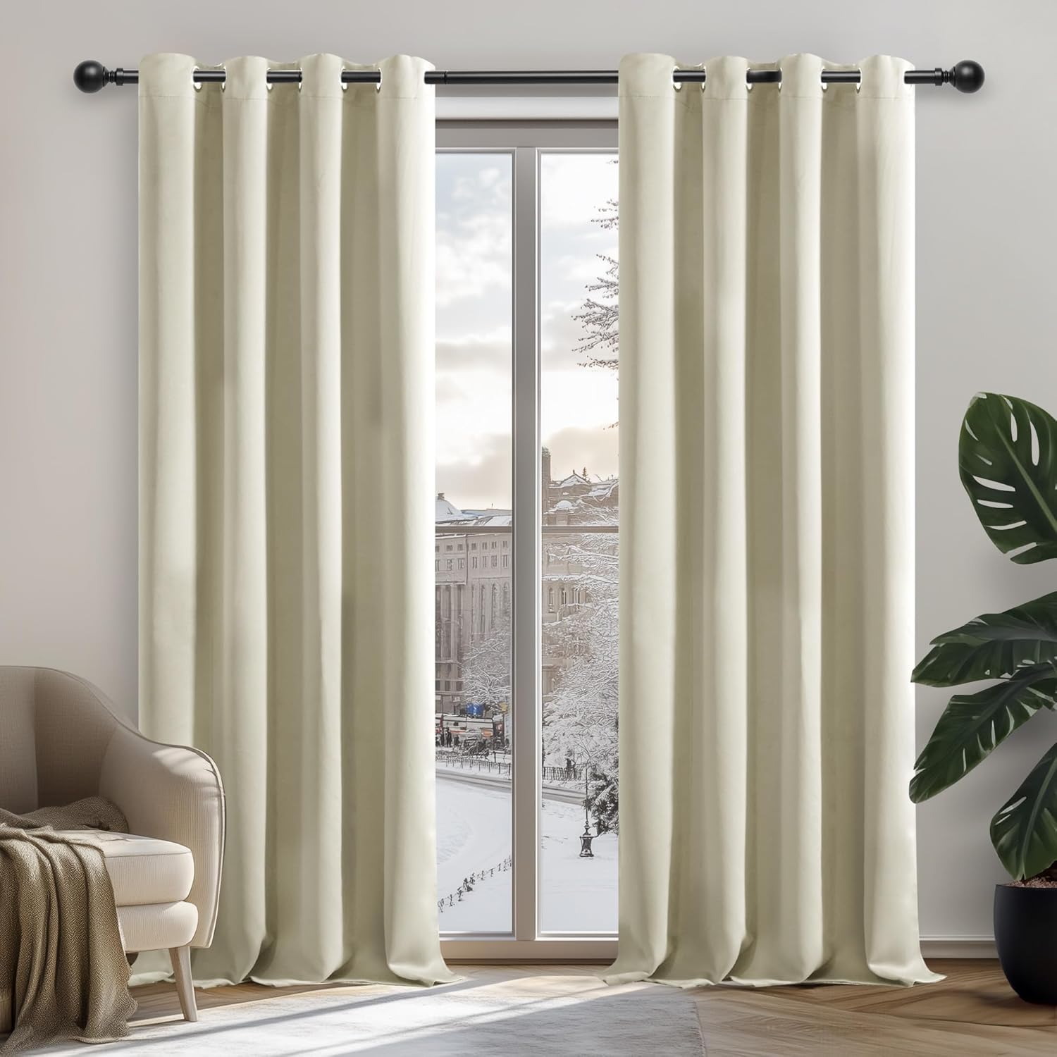 Deconovo Door Curtains 52x84 Inch Thermal Insulated Blackout Curtains Window Tre...
