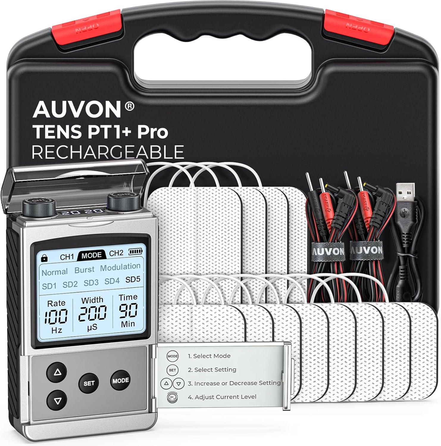 AUVON Rechargeable TENS Unit Muscle Stimulator, FSA HSA Eligible, Digital TENS M...