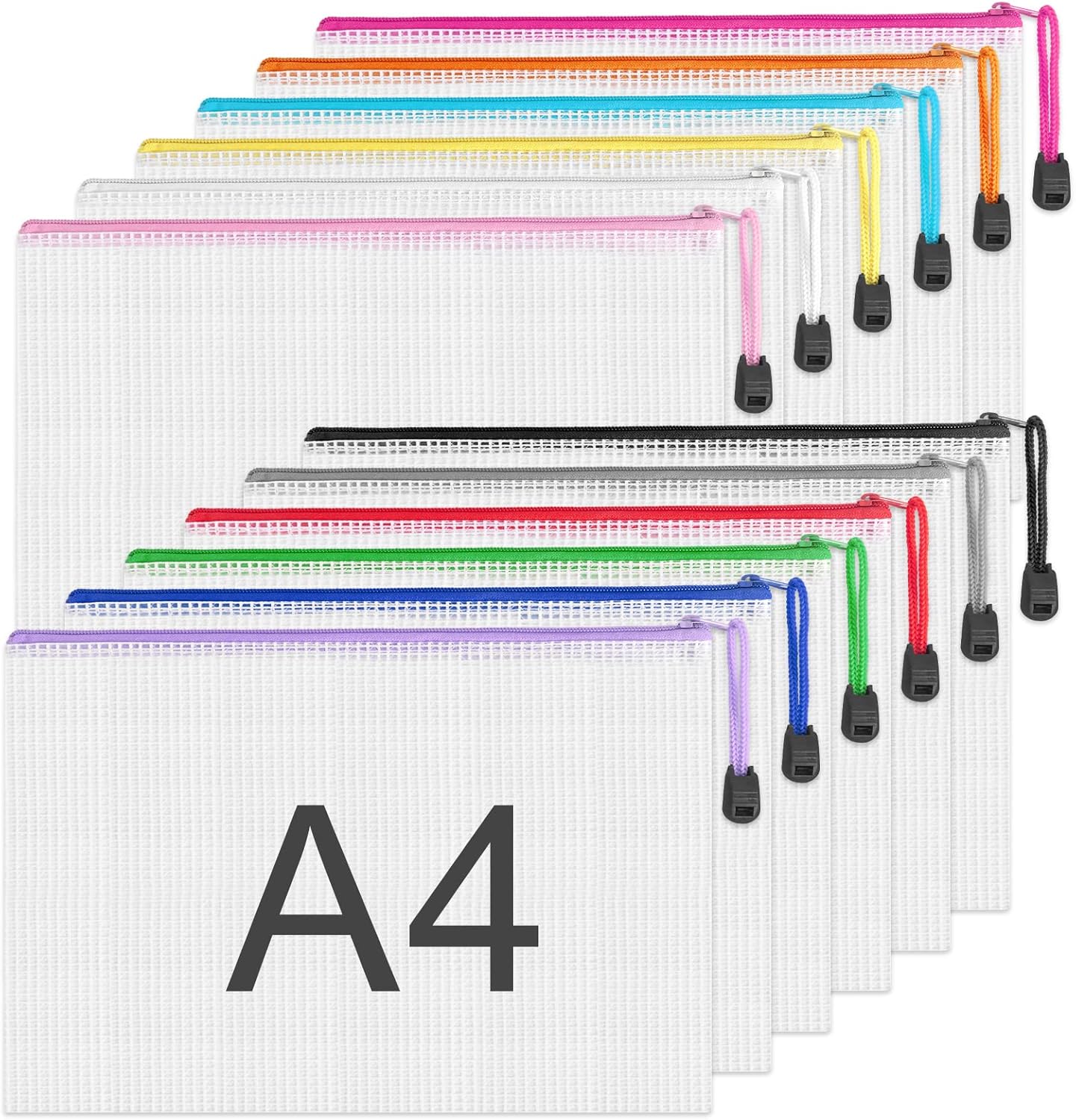 A4 Plastic Wallets 12 Pcs Zip Lock Bags Document Wallet File Folders Plastic Poc...