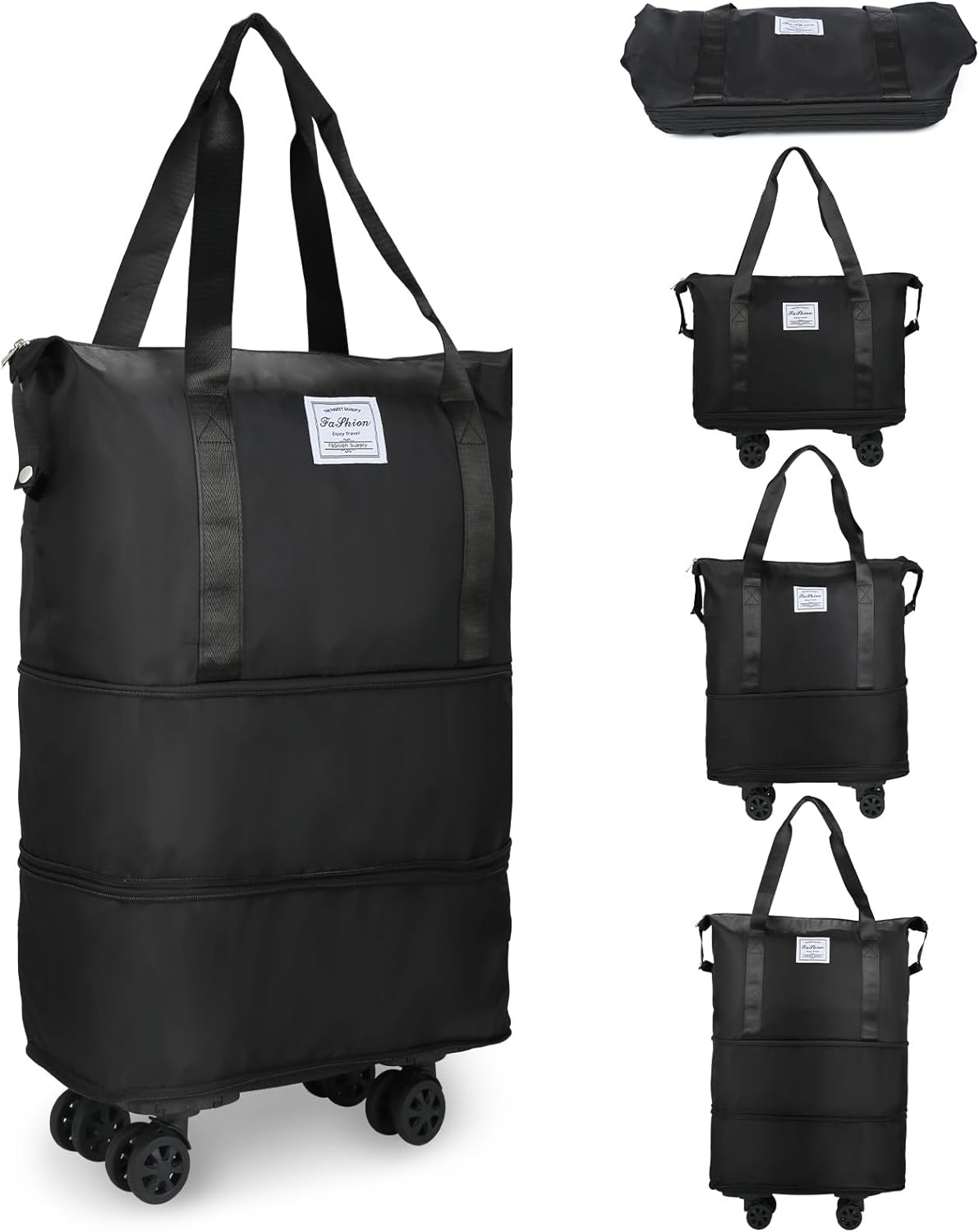 VOOWO Rolling Duffle Bag with Wheels, Expandable Foldable Duffle Bag with Wheels...