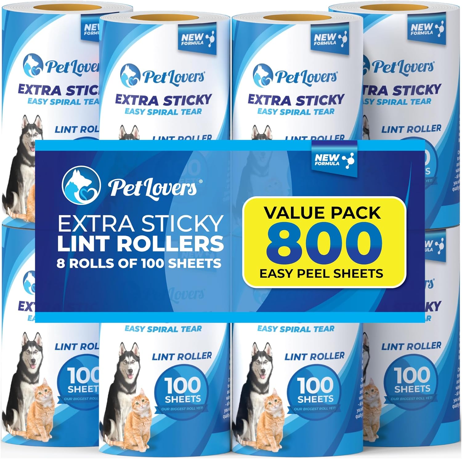 PetLovers Extra Sticky Lint Roller 8 Pack of Refills Only - No Handle Included -...