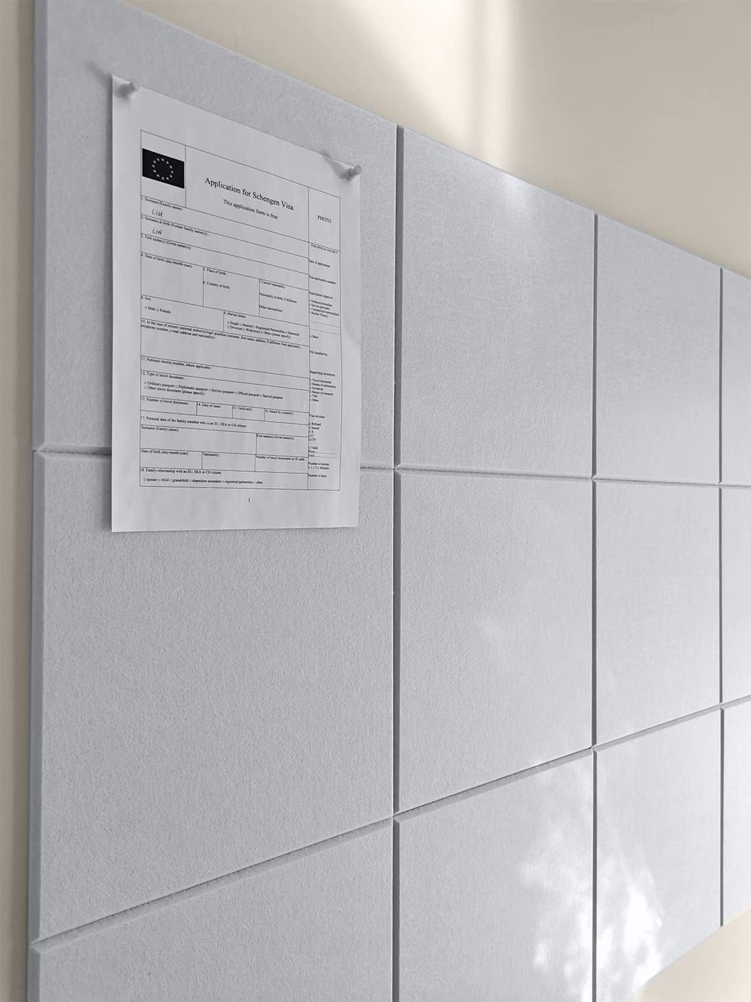 Large Cork Board Alternative - 11.8x11.8x0.35 Inches 12 Pack Felt Wall Tiles wit...