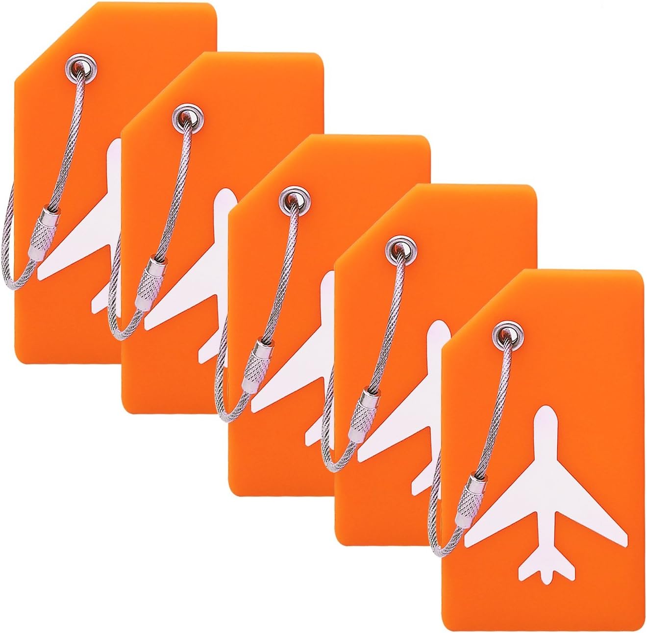 5Pack Silicone Luggage Tag with Name ID Card Perfect to Quickly Spot Luggage Sui...