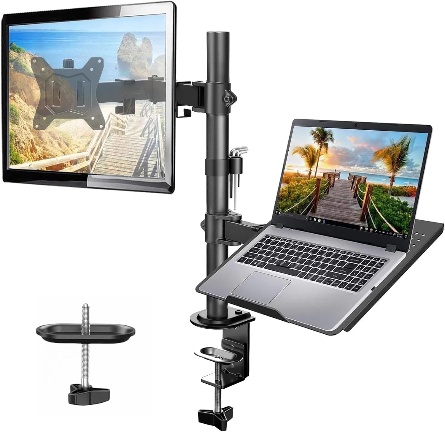 HUANUO Monitor Arm with Laptop Tray for 13 to 32 Inch Screen & 17 Inch Notebook,...