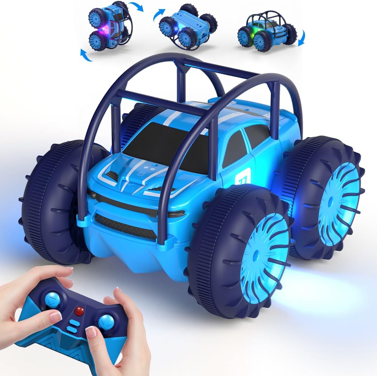 MaxTronic Amphibious Remote Control Car,Rechargeable RC Cars Toy 360° Flips Rota...