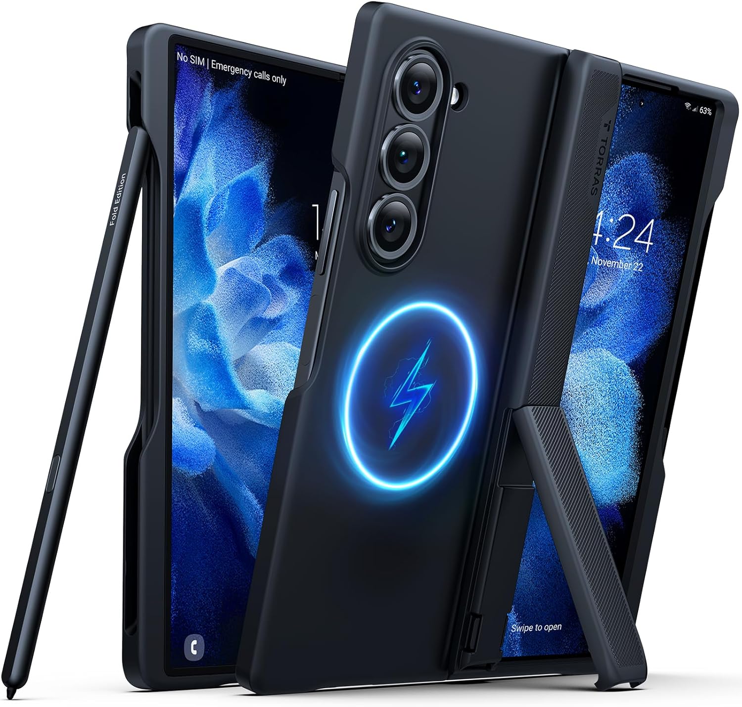 TORRAS Magnetic Armor Stand for Samsung Galaxy Z Fold 6 Case with S Pen Holder,...