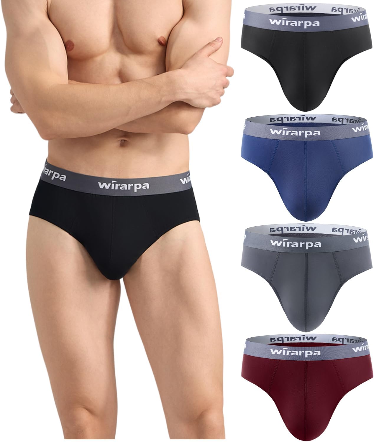 wirarpa Men's Underwear Briefs Modal Underpants Soft Wide Waistband Underwear Ba...