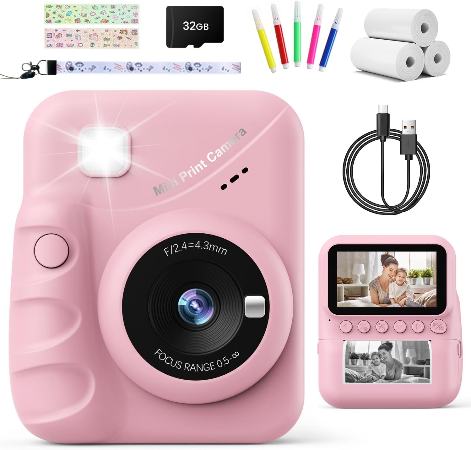 TIATUA Kids Camera Instant Print, 3.0" HD Screen 48MP Instant Camera for Kids wi...