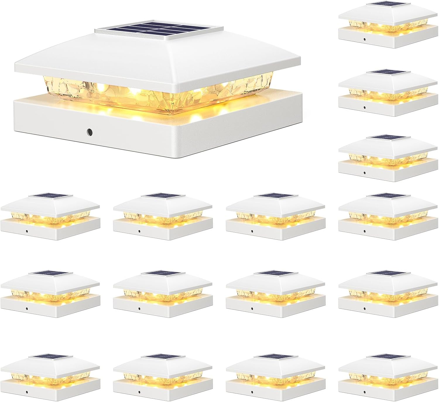 APONUO Post Lights Outdoor 4x4 Solar,Fence Post Solar Lights Warm White Outdoor...