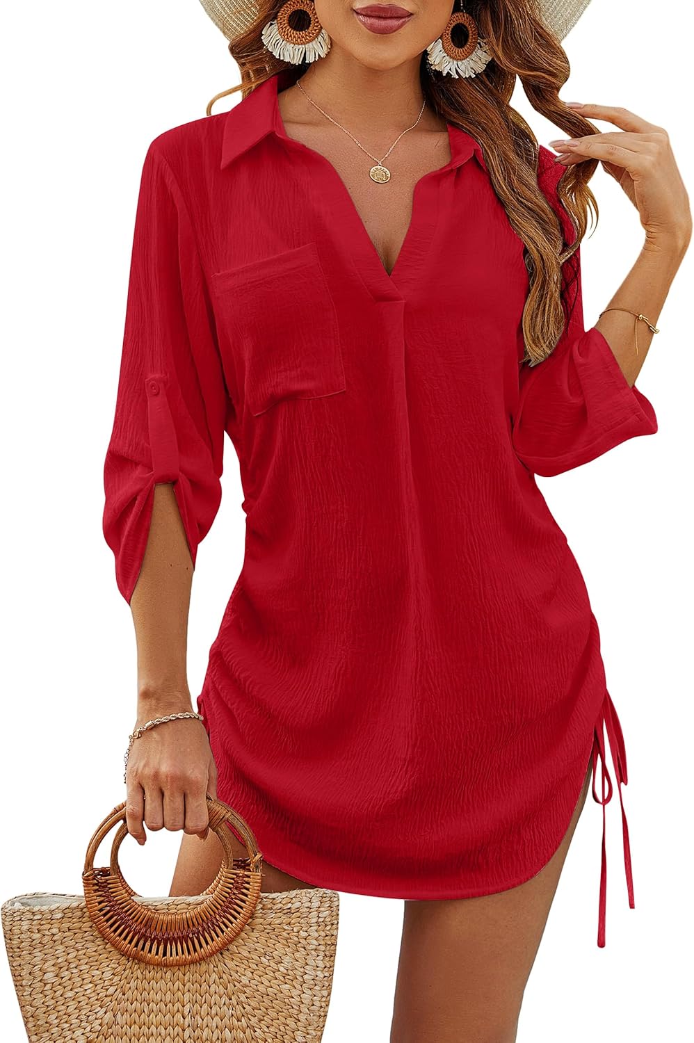 Blooming Jelly Womens Bathing Suit Cover Ups Bikini Swimsuit Coverup Drawstring...