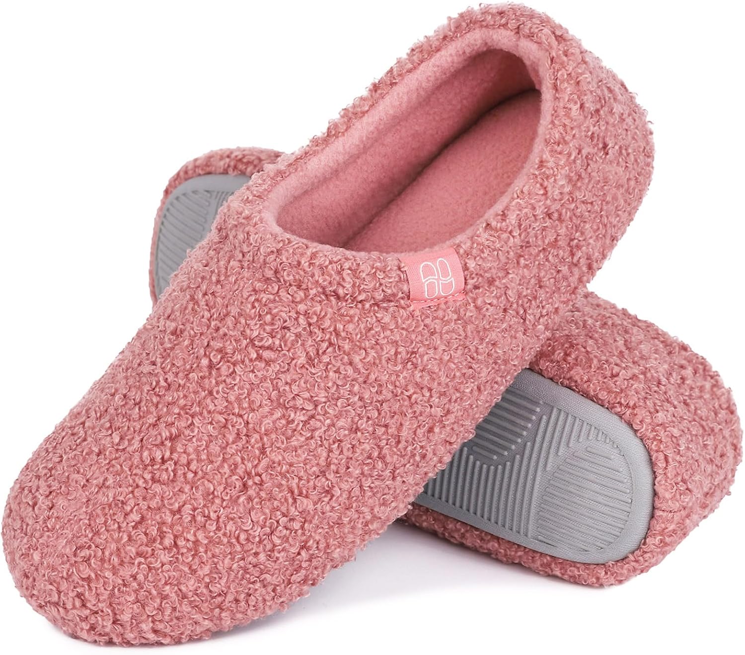 HomeTop Women's Fuzzy Curly Fur Memory Foam Loafer Slippers with Polar Fleece Li...