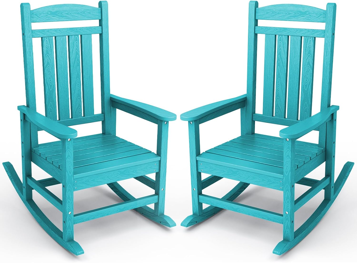 KINGYES Outdoor Rocking Chair Set of 2, High Density Polyethylene Patio Rocking...