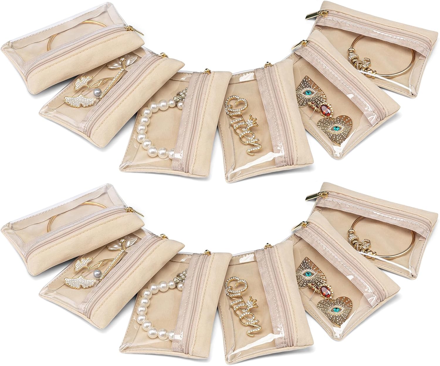 Vlando Travel Jewellery Pouches,12pcs Small Jewellery Bag with Zipper, Jewellery...