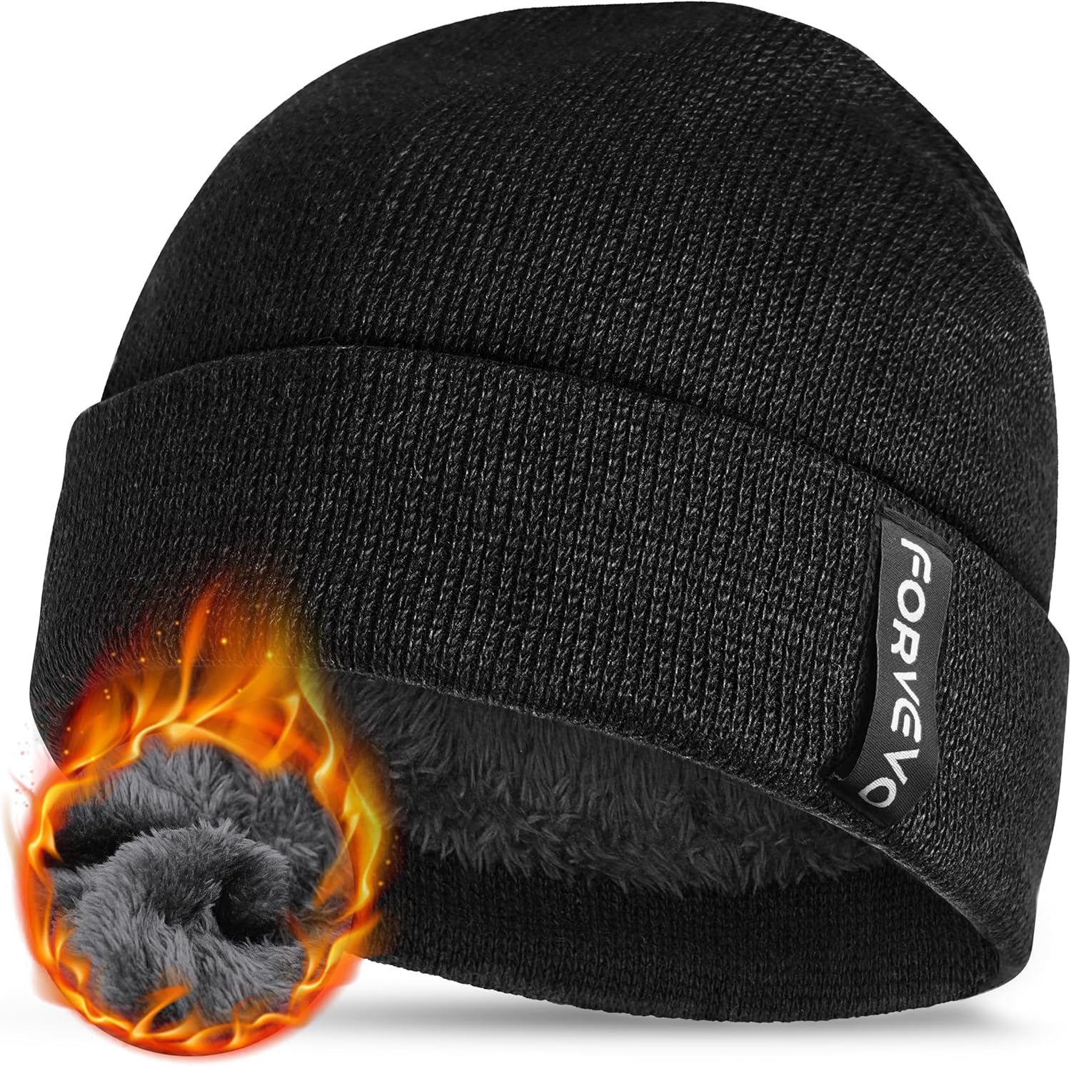 FORVEVO Beanie Hat for Men, Winter Thermal Beanie, Soft Fleece Lining Knitted Cu...