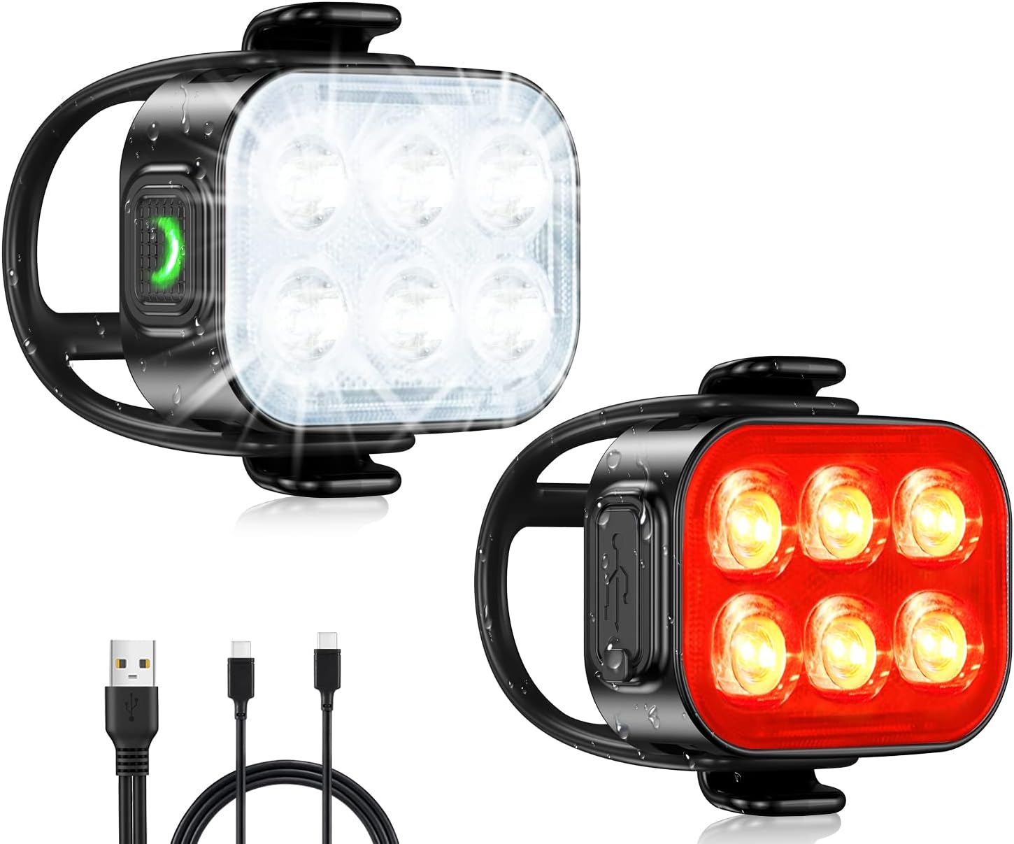 Bike Lights for Night Riding, USB Rechargeable Bike Lights Front and Back, Water...
