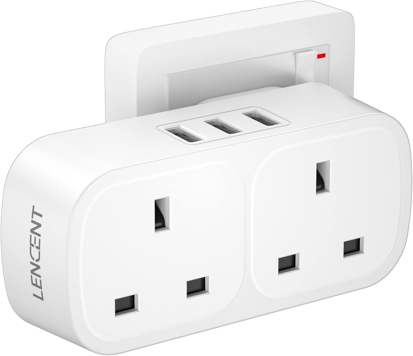 LENCENT Double Plug Adaptor with 3 USB, 2 Way Mult...