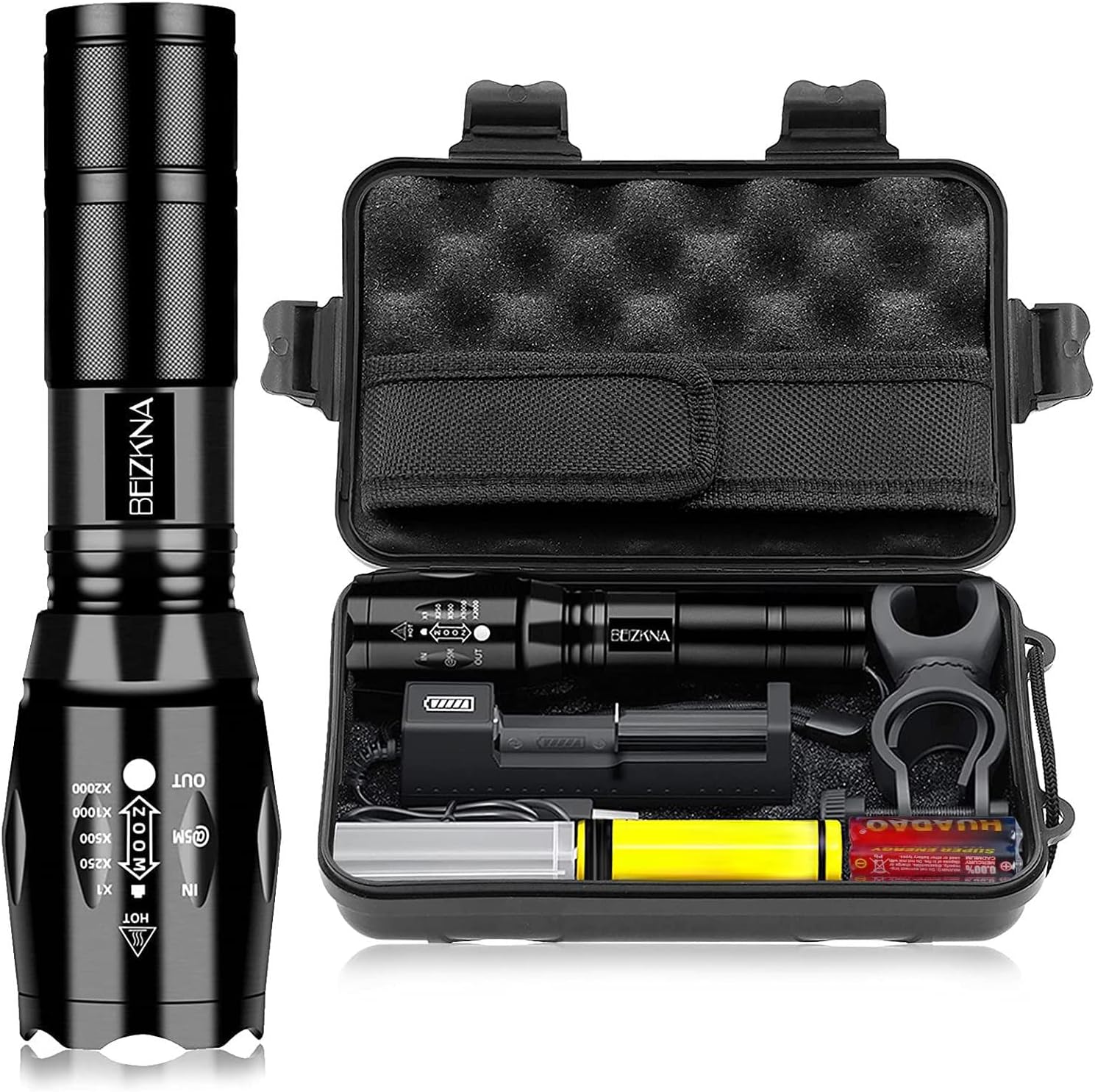 LED Torch Rechargeable 2000 Lumen Zoomable Torches LED Super Bright Flashlight L...