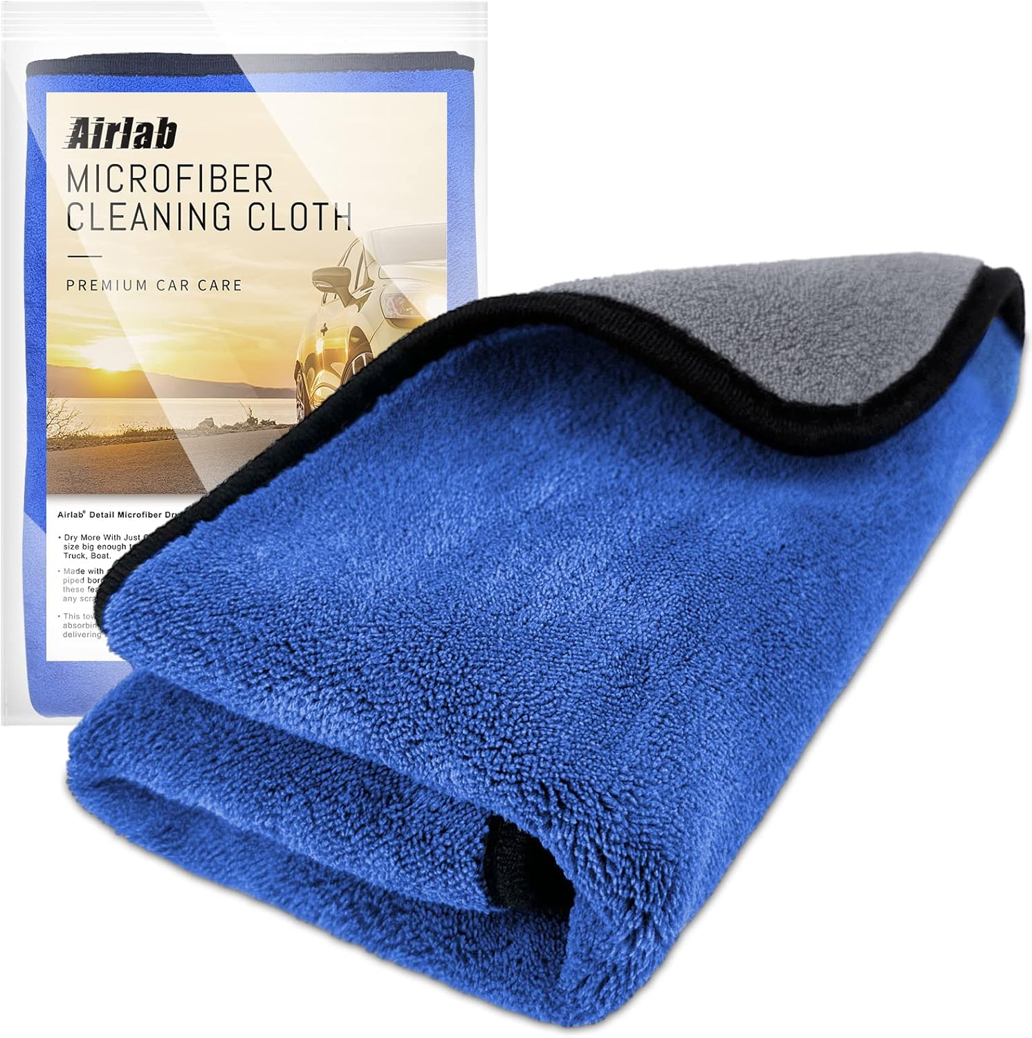 Airlab 2X Large Microfibre Car Cleaning Cloths 90x60cm XXL, 500GSM Dual-Sided Dr...