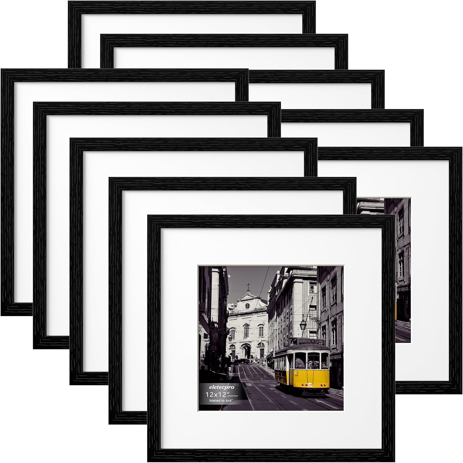 eletecpro 12x12 Picture Frames Set of 10, Gallery Wall Frames Display 8x8 Photo...